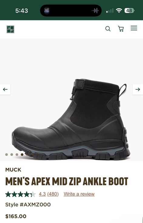 Men’s original MUCK BOOTS APEX MID ZIP ANKLE BOOT Black Size 13 NWT NO BOX  $165 main image 5